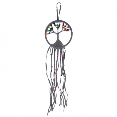 Łapacz snów okrągły, łapacz snów z piórkami, dreamcatcher drzewo życia szary Łapacz snów okrągły, łapacz snów z piórkami, dreamcatcher drzewo życia szary