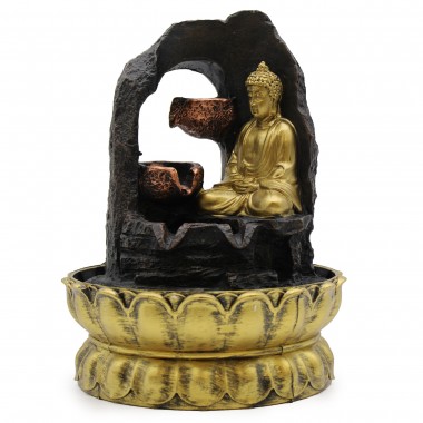 Fontanna wodna nablatowa złoty medytujący budda, domowa fontanna Fontanna wodna nablatowa złoty medytujący budda, domowa fontanna