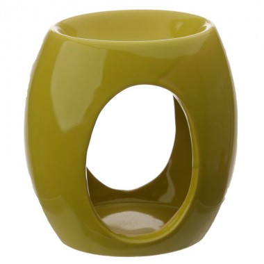 Ceramiczny owalny podgrzewacz olejków z wyciętymi kołami Eden musztardowy Ceramiczny owalny podgrzewacz olejków z wyciętymi kołami Eden musztardowy