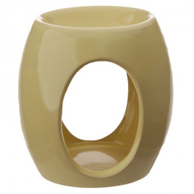 Ceramiczny owalny podgrzewacz olejków z wyciętymi kołami Eden żółty Ceramiczny owalny podgrzewacz olejków z wyciętymi kołami Eden żółty