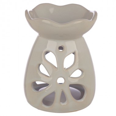 Ceramiczny podgrzewacz olejków eterycznych ażurowy kwiat biały Ceramiczny podgrzewacz olejków eterycznych ażurowy kwiat biały