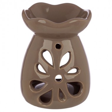 Ceramiczny podgrzewacz olejków eterycznych ażurowy kwiat brązowy Ceramiczny podgrzewacz olejków eterycznych ażurowy kwiat brązowy