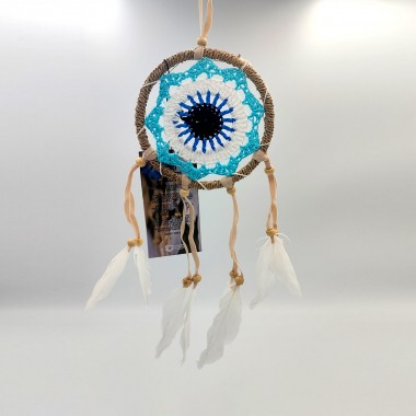 Łapacz snów pastelowy niebieski, łapacz snów z piórkami oko proroka, dreamcatcher makrama Łapacz snów pastelowy niebieski, łapacz snów z piórkami oko proroka, dreamcatcher makrama