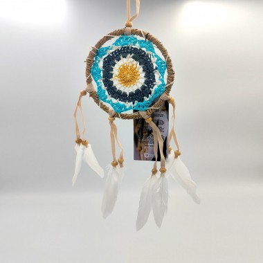 Łapacz snów pastelowe trio, łapacz snów z piórkami szaro niebieski, dreamcatcher makrama Łapacz snów pastelowe trio, łapacz snów z piórkami szaro niebieski, dreamcatcher makrama