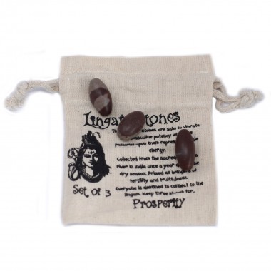 Trzy Kamienie Shiva Lingam w woreczku