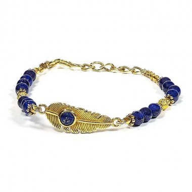 Bransoletka - piórko i lapis lazuli Bransoletka - piórko i lapis lazuli