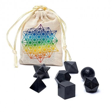 Zestaw świętej geometrii - czarny turmalin