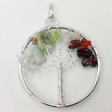 Wisiorek drzewo życia srebrne - 7 czakr Wisiorek drzewo życia srebrne - 7 czakr