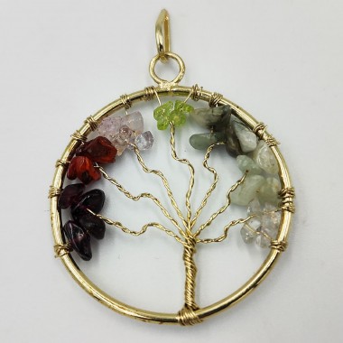 Wisiorek drzewo życia złote - 7 czakr Wisiorek drzewo życia złote - 7 czakr